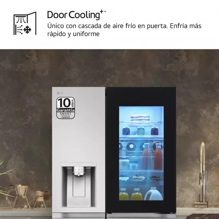 LG Frigorífico Side By side  Serie 900, Instaview Door-In-Door, con Craft Ice, Acero texturizado antihuellas.  D, 628 L, GSXE90MBDD.AMBQEUR